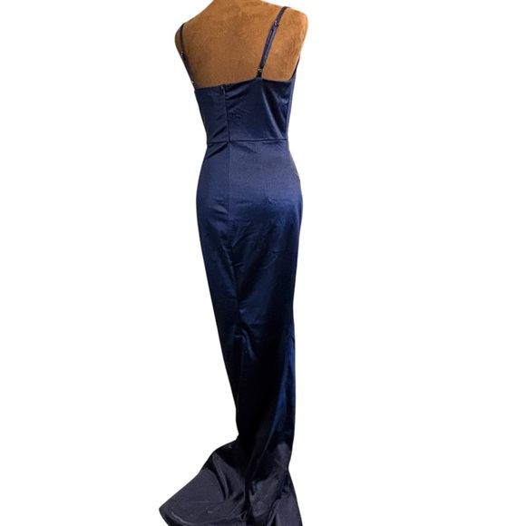 Sadyce Women’s Formal Strappy Dress Side Gather Slit Royal Blue Medium Wedding - Picture 15 of 15